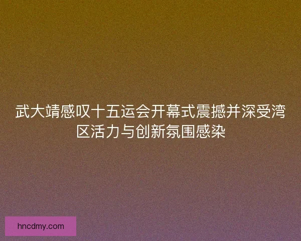 武大靖感叹十五运会开幕式震撼并深受湾区活力与创新氛围感染